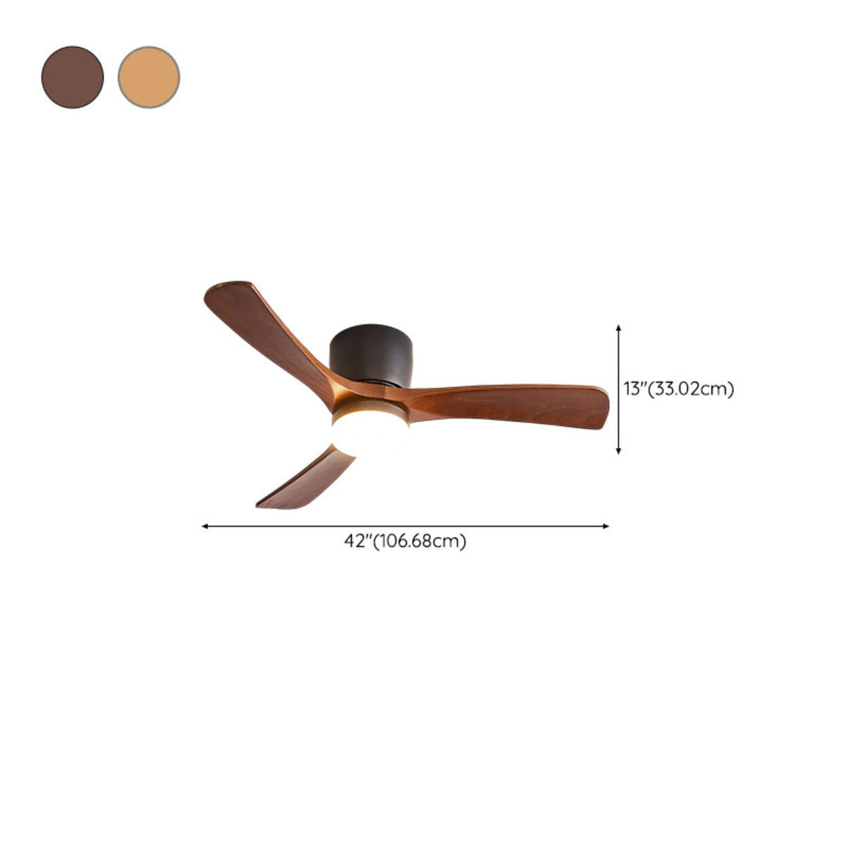 Living Room Modern Wooden 3 Blade Ceiling Fan Light 