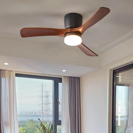 Living Room Modern Wooden 3 Blade Ceiling Fan Light Image - 2