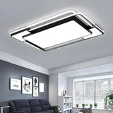 Living Room Modish Black Rectangle Flush Mount Light Image - 5