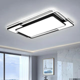 Living Room Modish Black Rectangle Flush Mount Light Image - 8