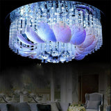 Living Room Mystic Ocean Blue Crystal Flush Mount Light Image - 1