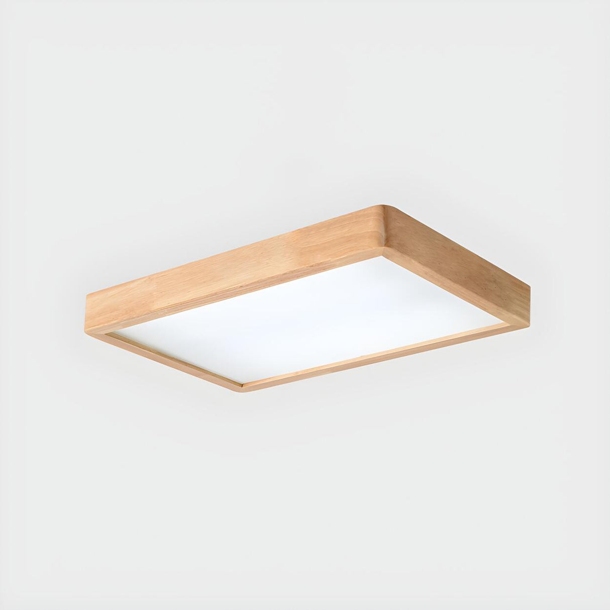 Living Room Nordic Wood Rectangle LED Flush Mount Light Image - 10