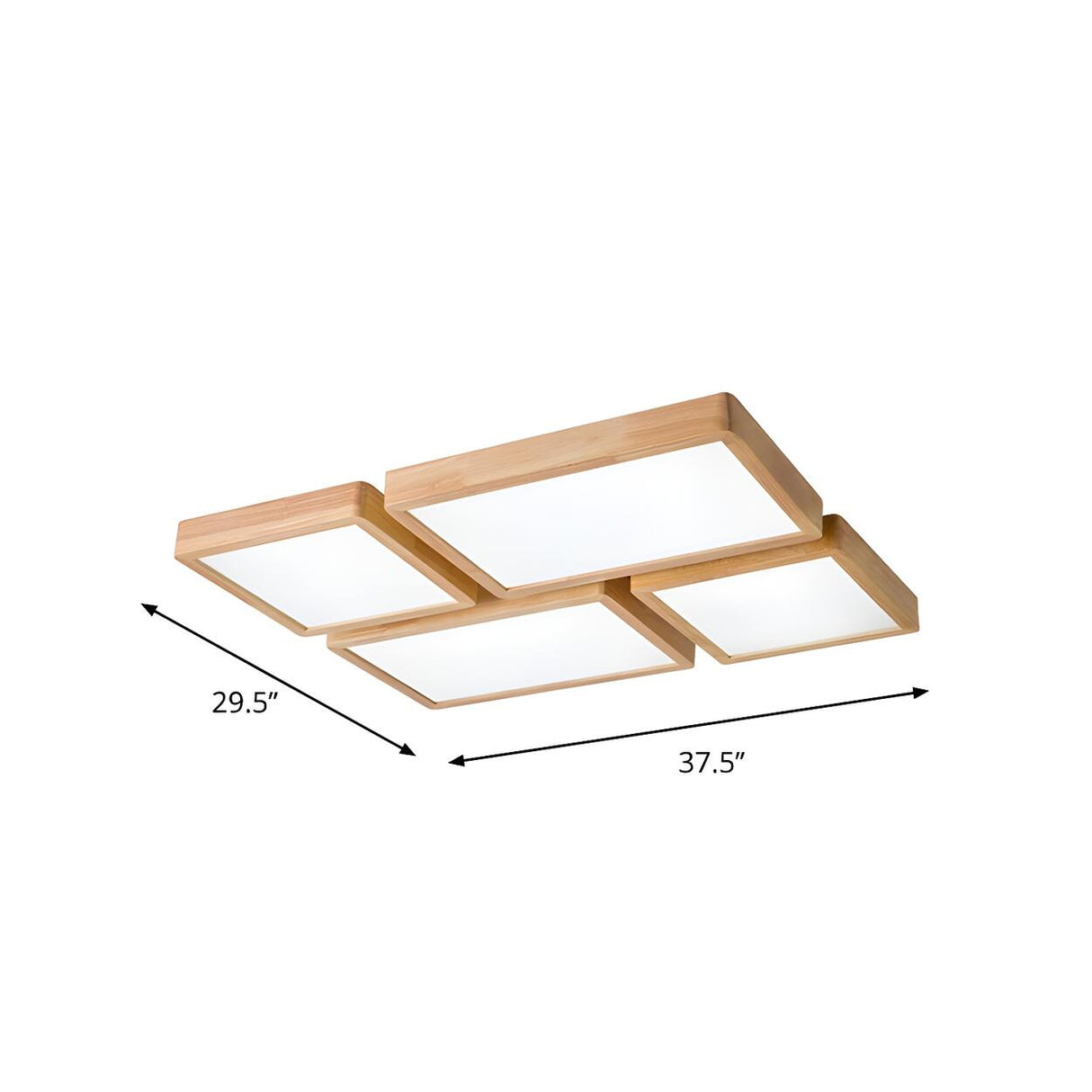 Living Room Nordic Wood Rectangle LED Flush Mount Light 