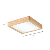 Living Room Nordic Wood Rectangle LED Flush Mount Light Image - 12