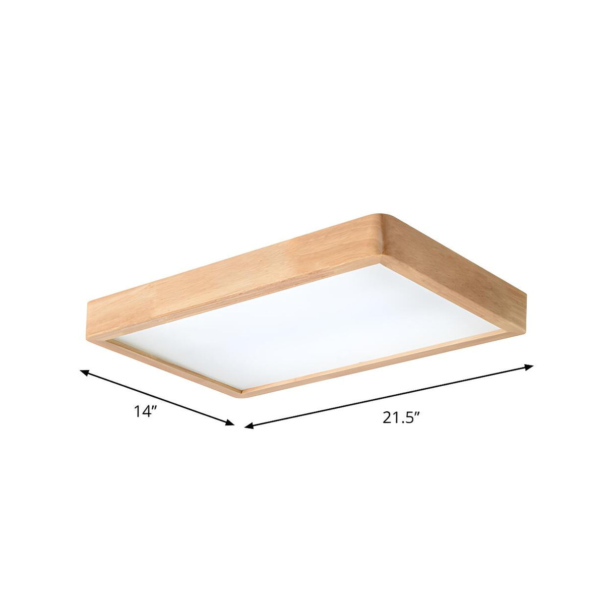 Living Room Nordic Wood Rectangle LED Flush Mount Light Image - 13