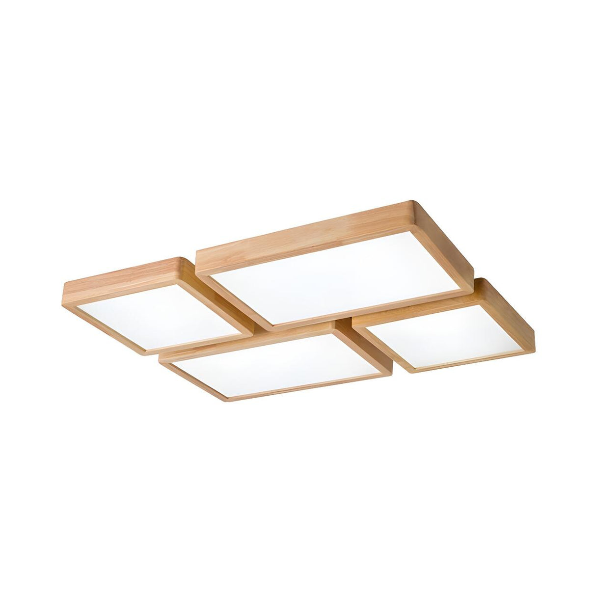 Living Room Nordic Wood Rectangle LED Flush Mount Light Image - 4