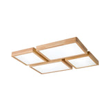 Living Room Nordic Wood Rectangle LED Flush Mount Light Image - 4