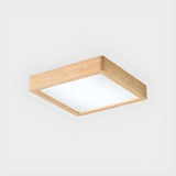 Living Room Nordic Wood Rectangle LED Flush Mount Light Image - 7