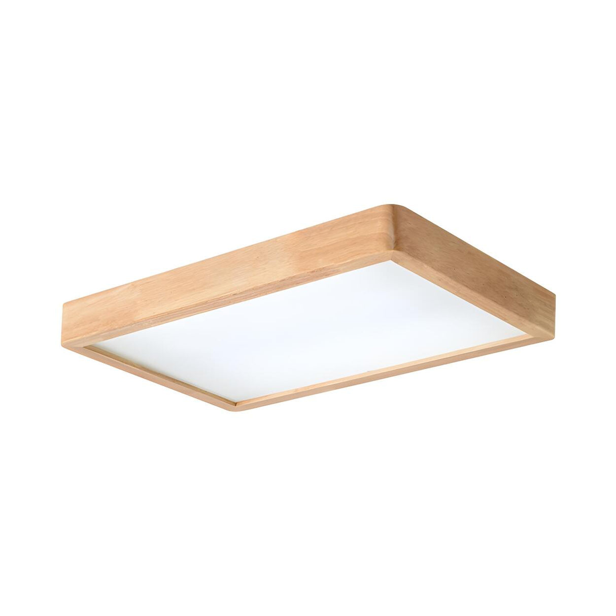 Living Room Nordic Wood Rectangle LED Flush Mount Light Image - 9