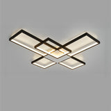 Living Room Rectangle White-Black Semi-Flush Mount Lamp Image - 10