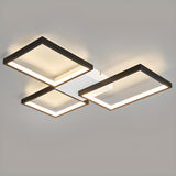 Living Room Rectangle White-Black Semi-Flush Mount Lamp Image - 14