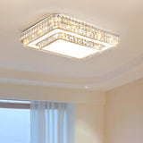 Living Room Rectangular Crystal LED Flush Mount Light Image - 16