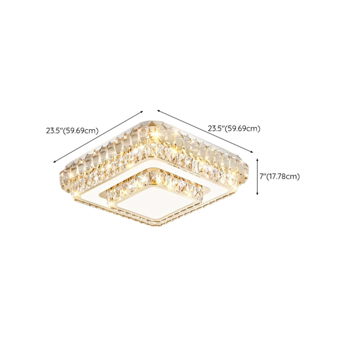 Living Room Rectangular Crystal LED Flush Mount Light Image - 19