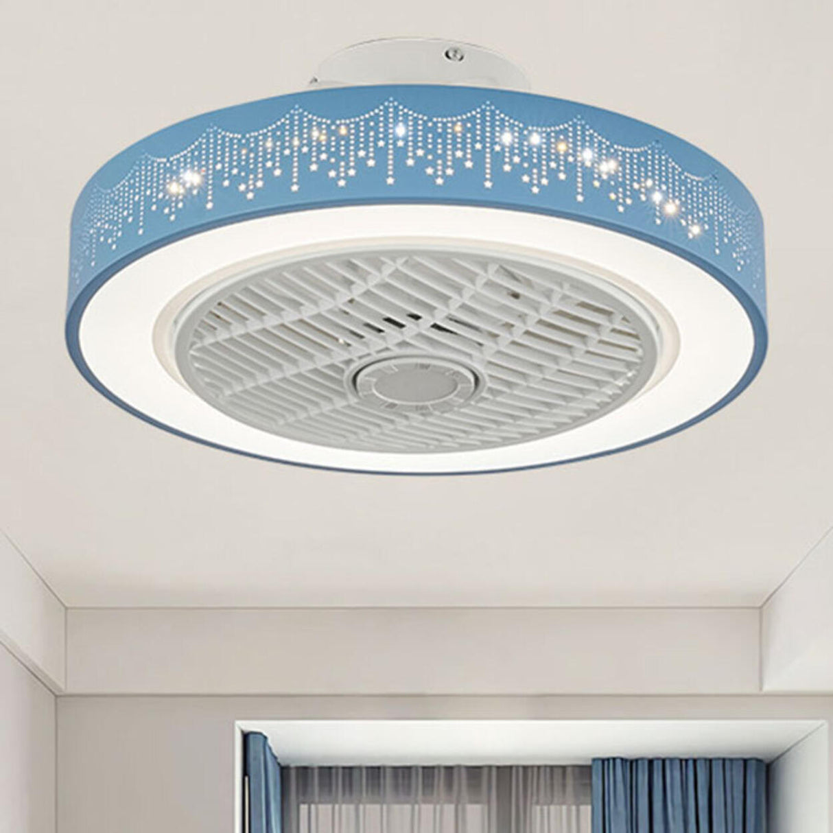 Living Room Remote Control Round Ceiling Fan with Light Image - 15