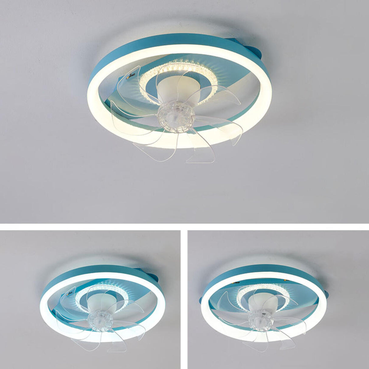 Living Room Round Dimming Ceiling Fan with LED Light Image - 10