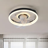 Living Room Round Dimming Ceiling Fan with LED Light Image - 17