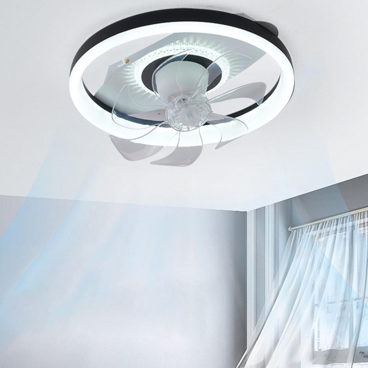 Living Room Round Dimming Ceiling Fan with LED Light Image - 18