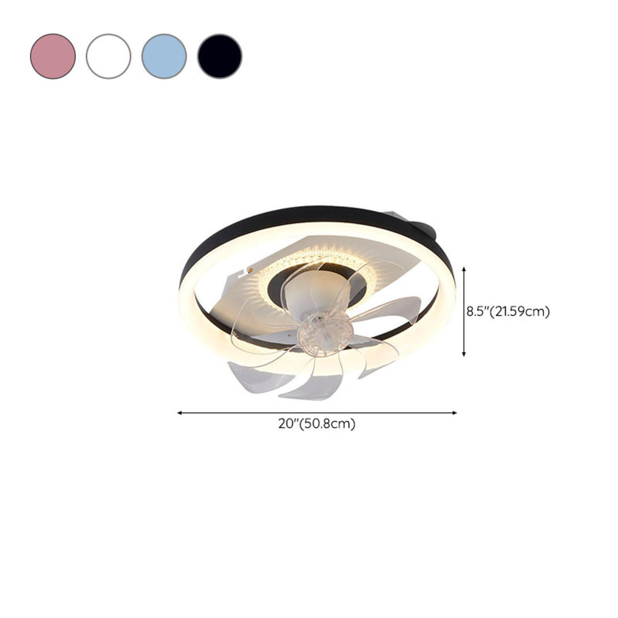 Living Room Round Dimming Ceiling Fan with LED Light 