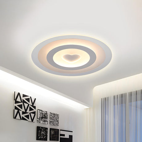 Living Room Round Heart Pattern LED Flush Mount Light Image - 2