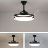 Living Room Round Modern Clear Blade Ceiling Fan Light Image - 12