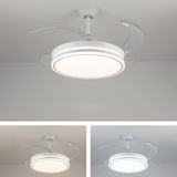 Living Room Round Modern Clear Blade Ceiling Fan Light Image - 14