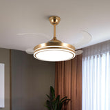 Living Room Round Modern Clear Blade Ceiling Fan Light Image - 2