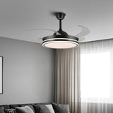 Living Room Round Modern Clear Blade Ceiling Fan Light Image - 20