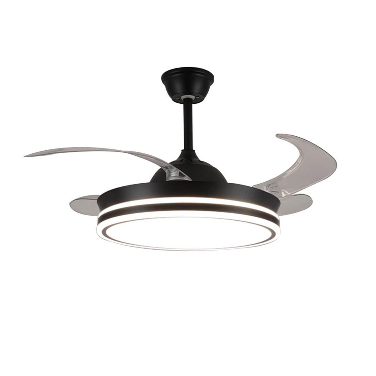 Living Room Round Modern Clear Blade Ceiling Fan Light Image - 5