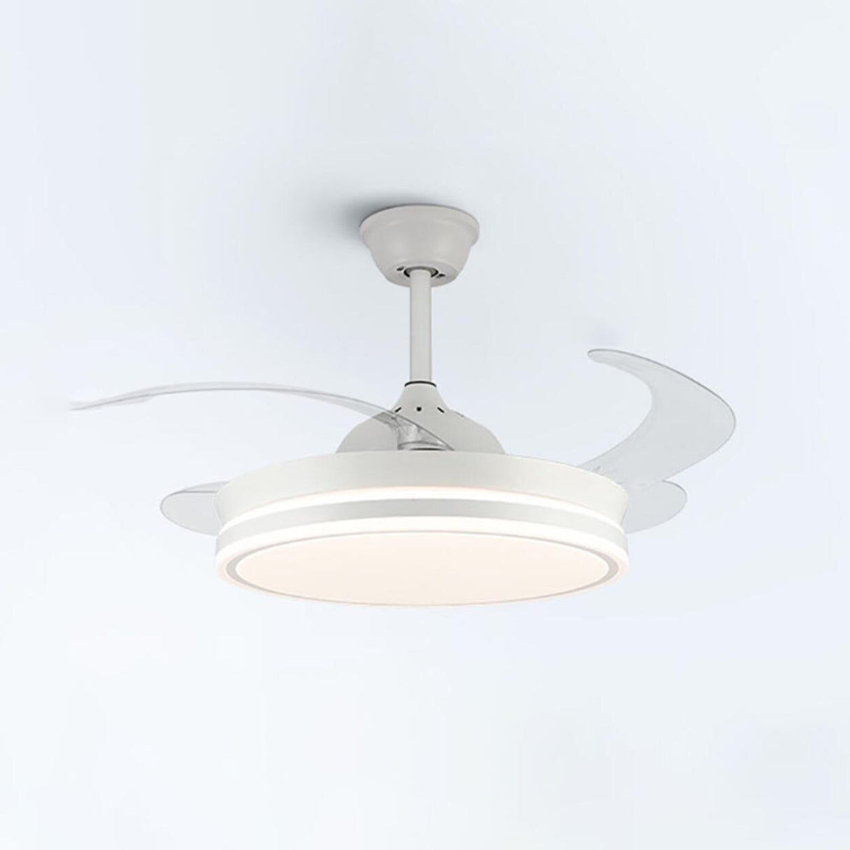 Living Room Round Modern Clear Blade Ceiling Fan Light Image - 7