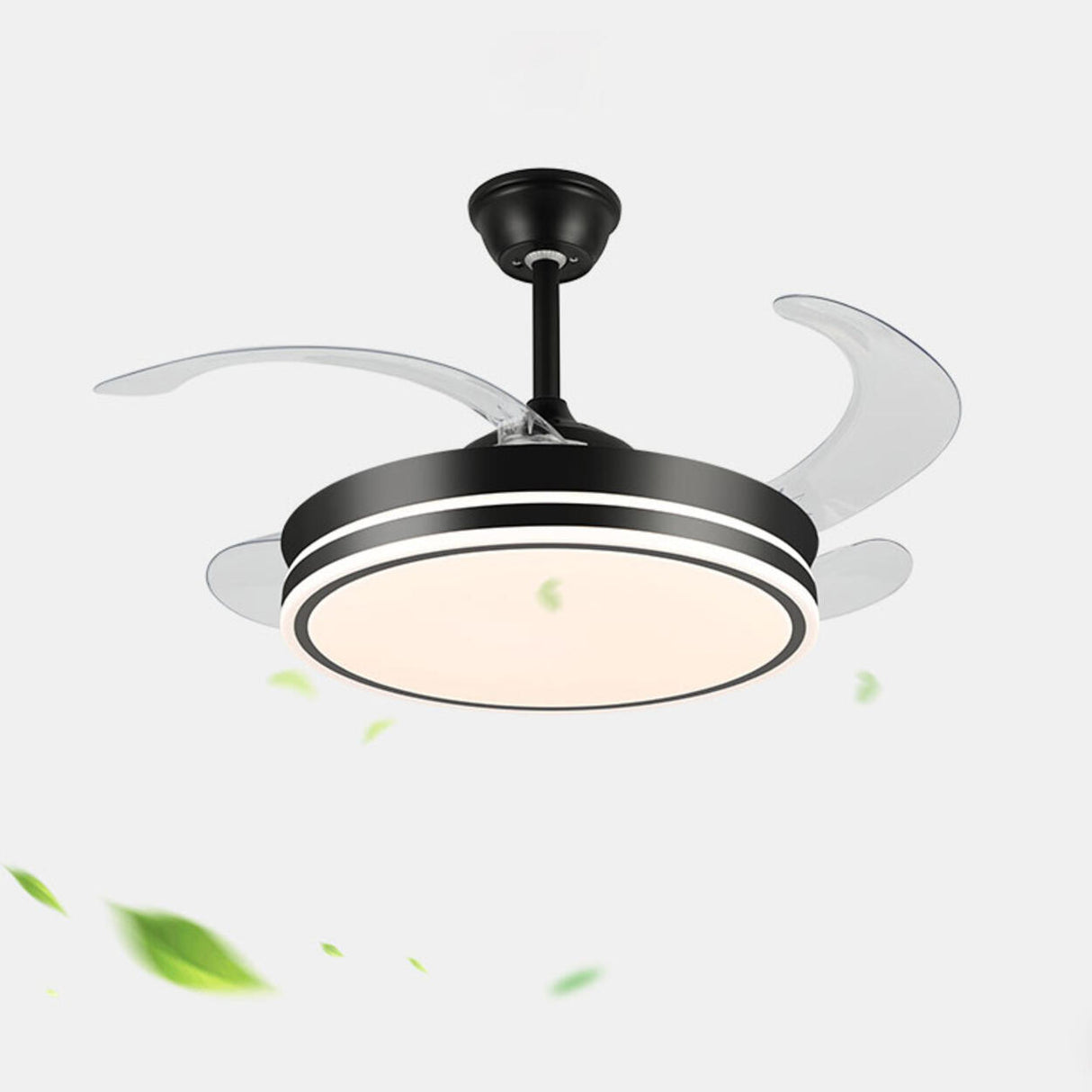 Living Room Round Modern Clear Blade Ceiling Fan Light Image - 9