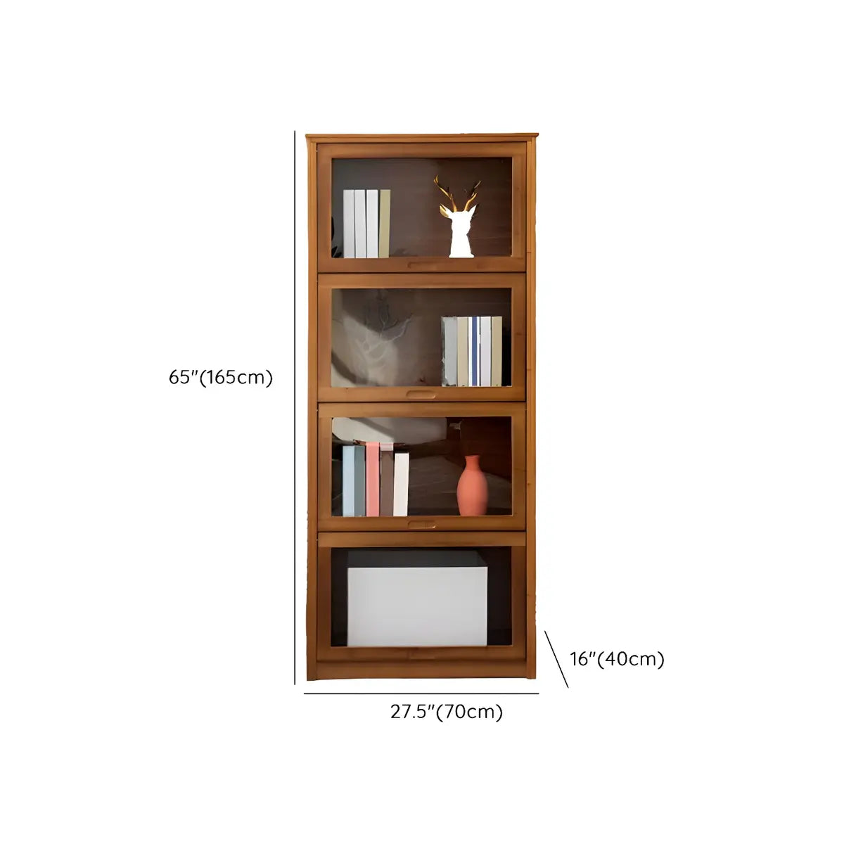 Living Room Rustic Brown Bamboo Storage China Cabinet Image - 22