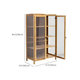 Living Room Rustic Brown Bamboo Storage China Cabinet Image - 27