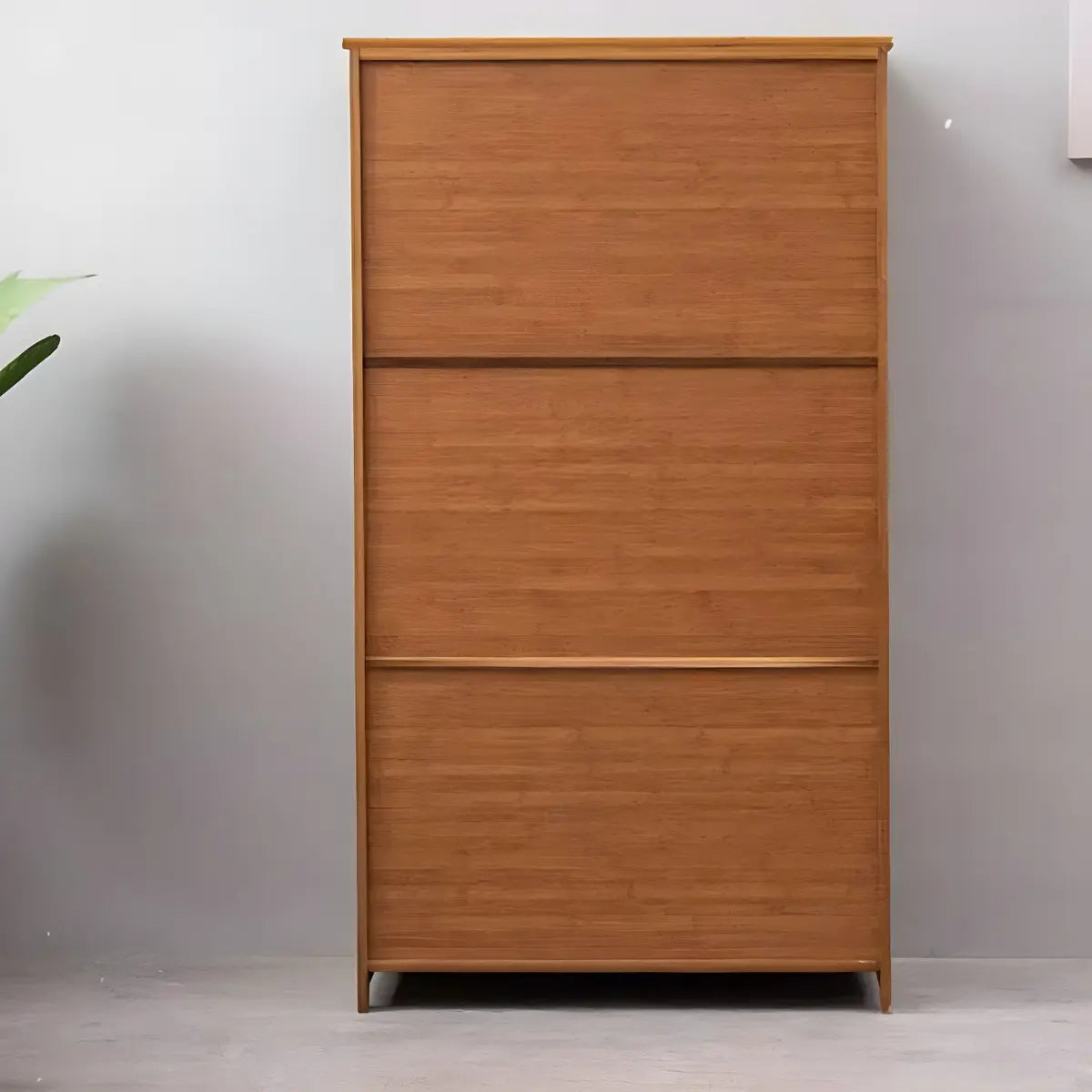 Living Room Rustic Brown Bamboo Storage China Cabinet Image - 9