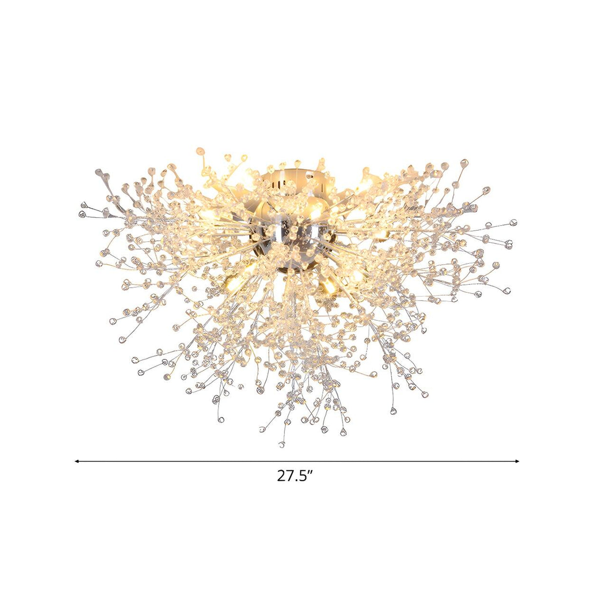 Living Room Silver Firework Crystal Flush Mount Light Image - 5