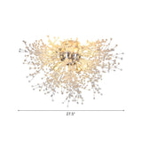 Living Room Silver Firework Crystal Flush Mount Light Image - 5