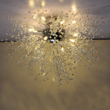 Living Room Silver Firework Crystal Flush Mount Light Image - 7