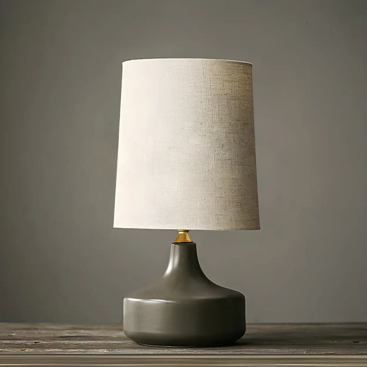 Living Room Simple Column Fabric Gray Base Table Lamp Image - 1