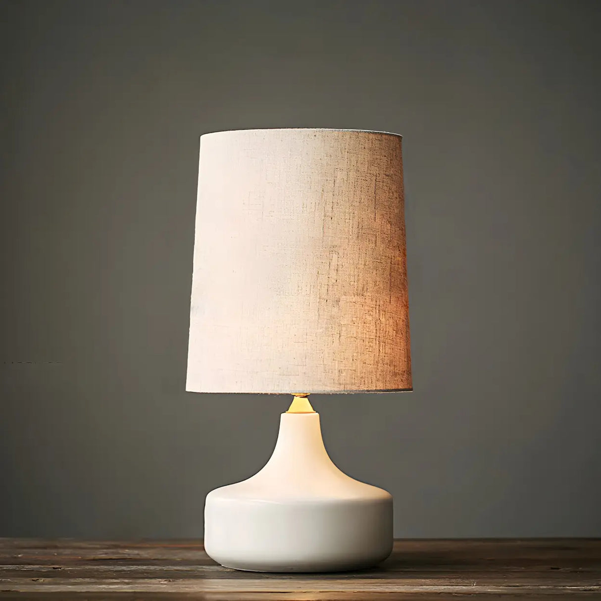 Living Room Simple Column Fabric Gray Base Table Lamp Image - 10