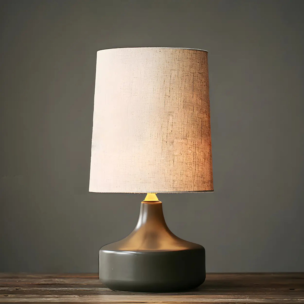 Living Room Simple Column Fabric Gray Base Table Lamp Image - 11