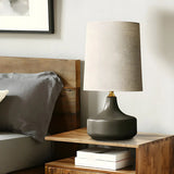 Living Room Simple Column Fabric Gray Base Table Lamp Image - 12