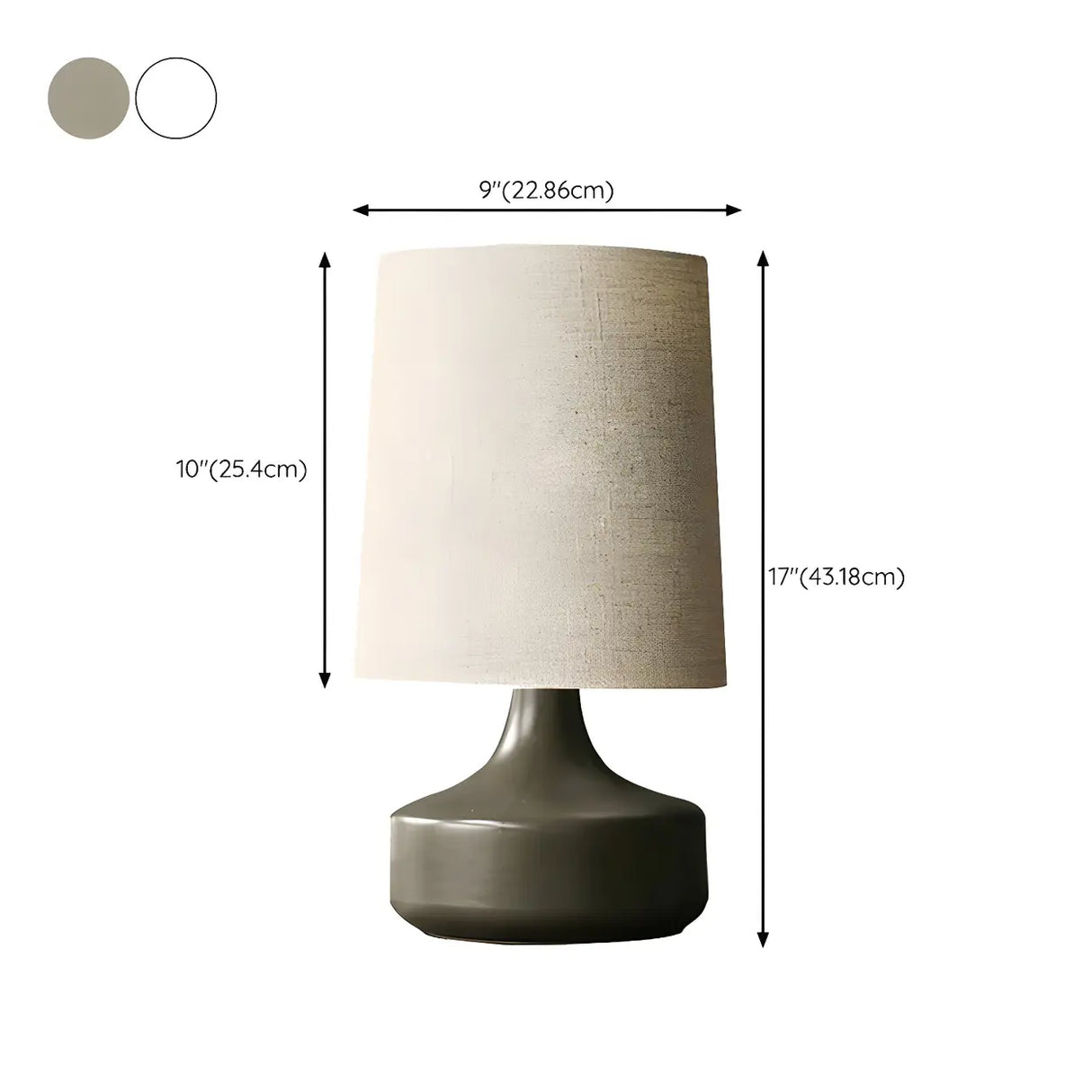 Living Room Simple Column Fabric Gray Base Table Lamp 