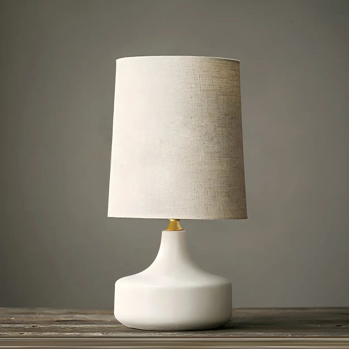 Living Room Simple Column Fabric Gray Base Table Lamp Image - 2