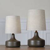 Living Room Simple Column Fabric Gray Base Table Lamp Image - 3