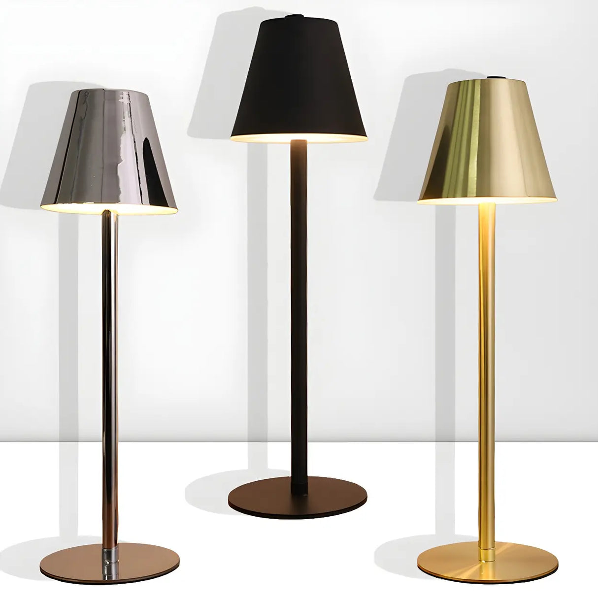 Living Room Simple Modern Metal Cone Shade Table Lamp Image - 1