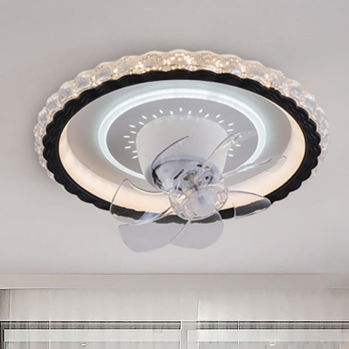 Living Room Simple Round Ceiling Fan with LED Light Image - 18