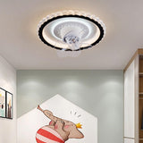 Living Room Simple Round Ceiling Fan with LED Light Image - 2