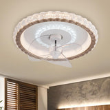 Living Room Simple Round Ceiling Fan with LED Light Image - 4