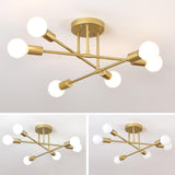 Living Room Sputnik Gold Semi-Flush Mount Lamp 6-Light Image - 12