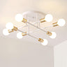 Living Room Sputnik Gold Semi-Flush Mount Lamp 6-Light Image - 17