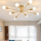 Living Room Sputnik Large Semi-Flush Mount Lamp 10-Light Image - 3